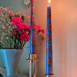 Floral painted candle. Painted candle. Painted Taper candle. Wedding candle. Painted candles. Hand painted candles. image 2