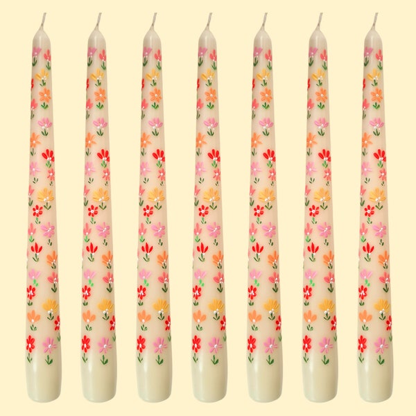 Floral painted candle. Painted candle. Painted Taper candle. Wedding candle. Painted candles. Hand painted candles.