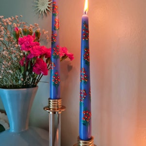 Floral painted candle. Painted candle. Painted Taper candle. Wedding candle. Painted candles. Hand painted candles. image 3