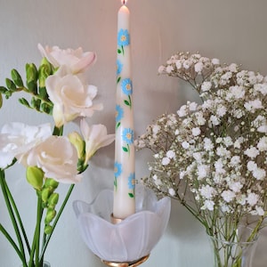 Floral painted candle. Painted candle. Painted Taper candle. Brown candle. Painted candles. Hand painted candles. Autumn candle.
