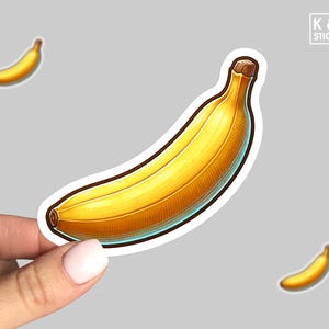 Funny Banana Sticker | Cute Fruit Vinyl Decal | Kawaii Banana Sticker | Aesthetic Yellow Fruit Sticker | Laptop & Water Bottle Decal