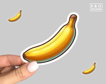 Funny Banana Sticker | Cute Fruit Vinyl Decal | Kawaii Banana Sticker | Aesthetic Yellow Fruit Sticker | Laptop & Water Bottle Decal