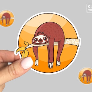 Sleepy Sloth Sticker, Water bottle Stickers, Cute Sloth Sticker, Cartoon, Laptop Stickers