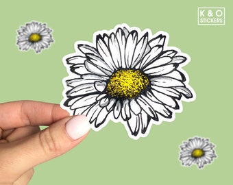 Daisy Sticker, Daisy Laptop Sticker, Daisy Car Sticker, Watercolor Daisy Sticker