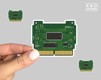Retro Game Cartridge PCB Sticker, Classic Gaming Circuit Board Vinyl Decal, Geek Tech Art, Gamer Aesthetic Laptop Car Sticker