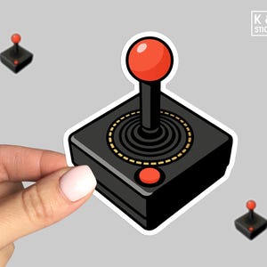 Retro Game Joystick Sticker – Vintage Arcade Vinyl Decal – Gamer Gift – 80s Gaming Decor – Laptop, Water Bottle, or Console Sticker