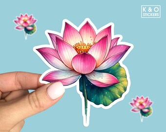 Lotus Flower Vinyl Decal – Pretty Floral Sticker For Car, Wall, Window, Laptop | One Decal