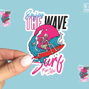 Surf sticker, Surf For Life sticker, wave sticker, surfer sticker, surfing, Laptop sticker