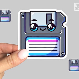 Floppy Disk Sticker – Retro 90s Vinyl Decal, Vintage Tech Aesthetic Sticker, Waterproof Laptop & Journal Sticker