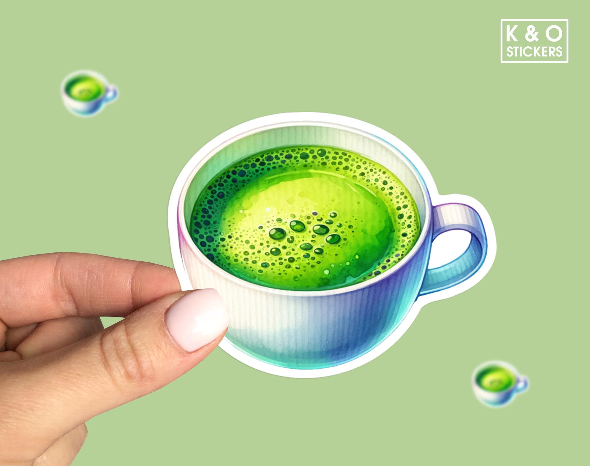 Matcha Tea Sticker – Cute Green Tea Lover Decal for Laptops, Water ...