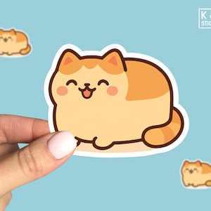 Kawaii Cat Loaf Sticker – Cute Chubby Bread Cat Vinyl Decal for Laptop, Journal, or Water Bottle