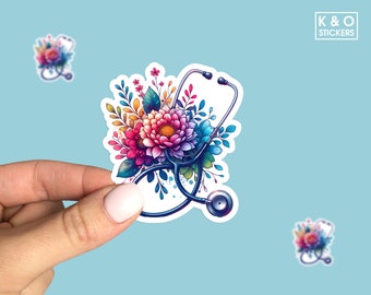Floral Stethoscope Sticker - Medical Decor, Nurse Gift, Healthcare