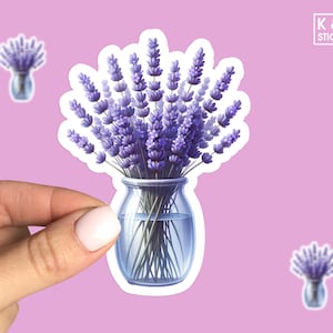 Lavender Sticker, Lavender Vase Sticker, Lavender Car Sticker, Watercolor Lavender Sticker, Waterproof sticker