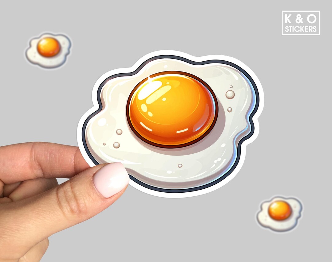 Fried Egg Sticker - Cute Food Vinyl Decal, Breakfast Lover Gift, Fun ...