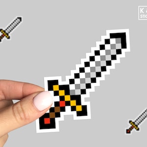 Pixel sword sticker, pixel sward decal, retro gamer sticker
