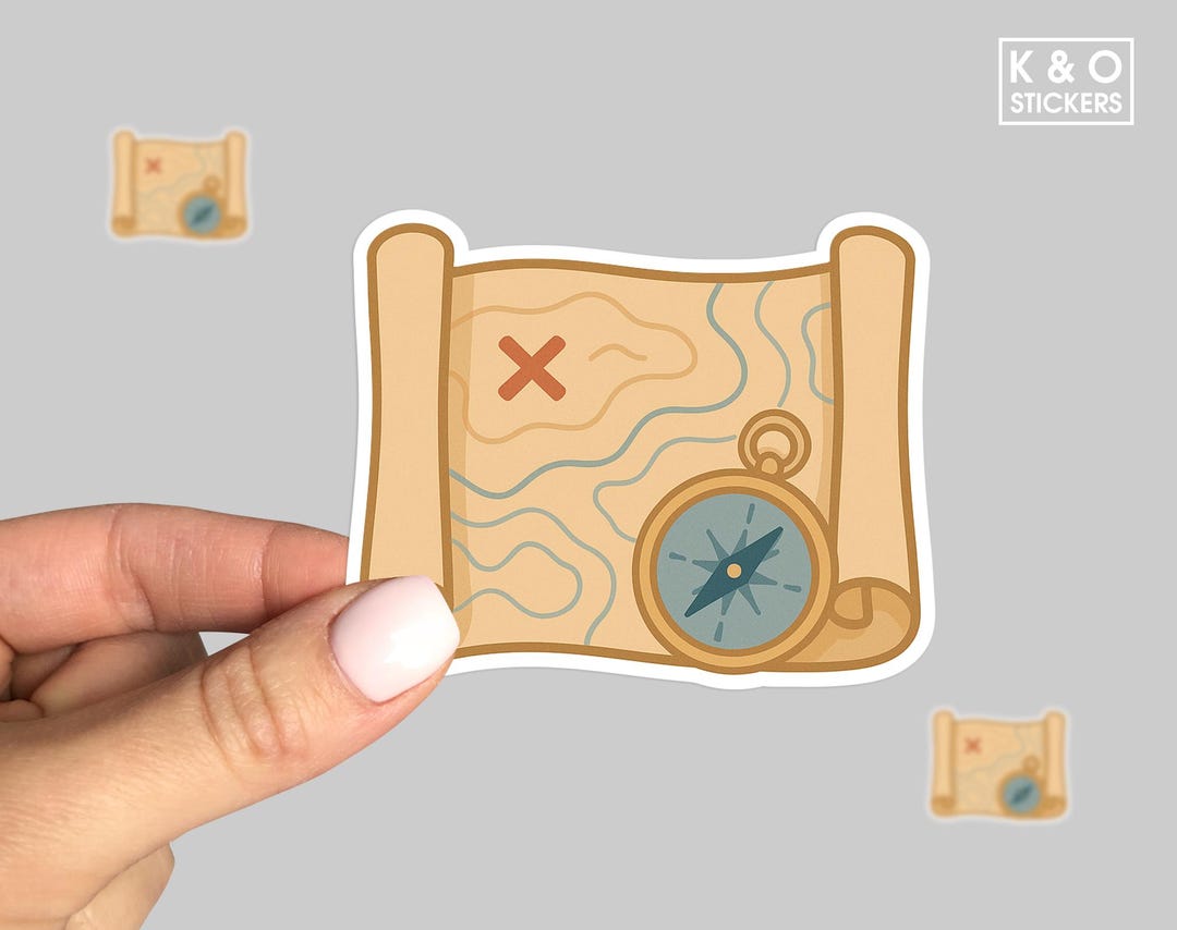 Treasure Map Sticker With Compass | Adventure Explorer Vinyl Decal ...