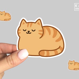 Cat Loaf Sticker – Cute Chubby Cat Vinyl Decal for Laptop, Journal, or Water Bottle