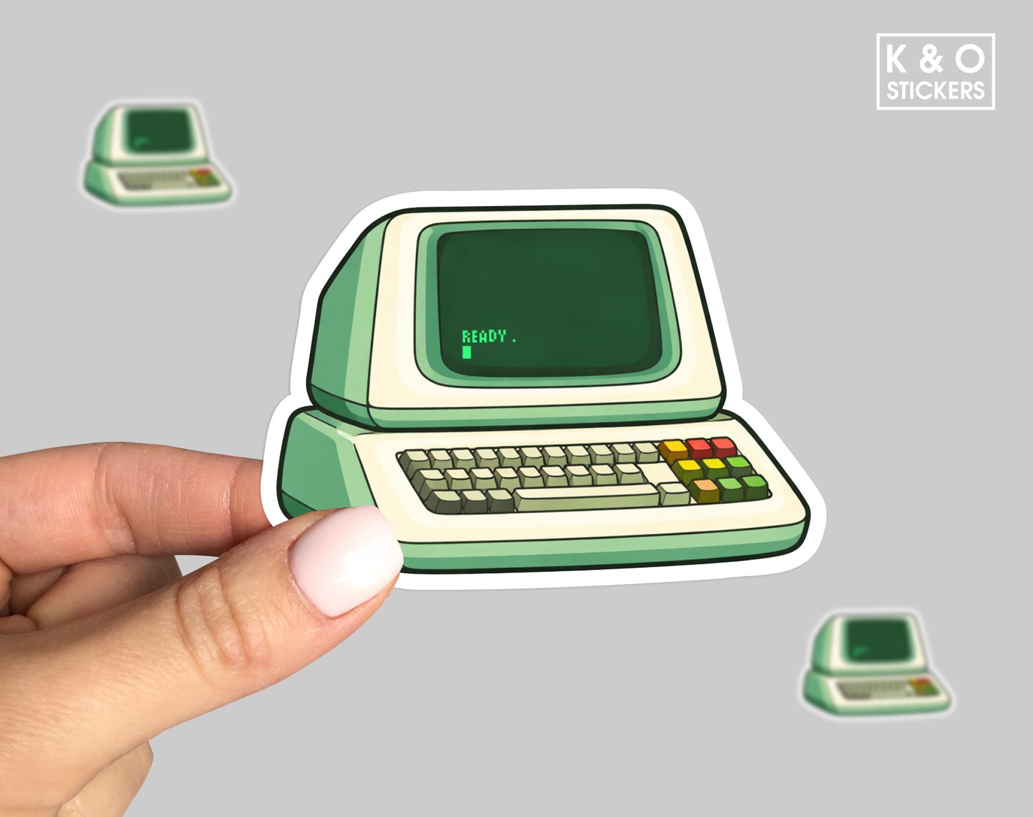Retro Computer Sticker READY Prompt, Vintage PC Vinyl Decal, Old School ...