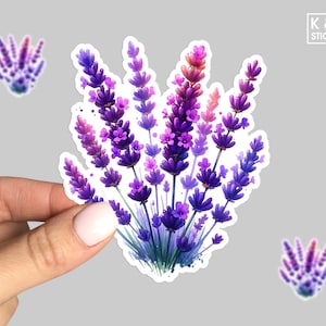 Lavender Sticker, Lavender Laptop Sticker, Lavender Car Sticker, Watercolor Lavender Sticker, Waterproof sticker