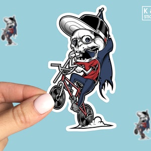 BMX sticker, Bike sticker, Skull sticker, Laptop sticker
