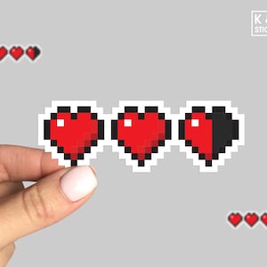 Pixel hearts sticker, 8 bit sticker, Retro gamer sticker