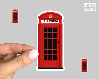 London Telephone Booth Sticker – Red British Phone Box Vinyl Decal – UK Travel Souvenir Sticker – Iconic London Landmark Art