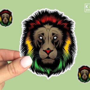 Rasta Lion Sticker, Lion of Judah, Reggae Sticker, Water bottle sticker, Bumper and Laptop sticker