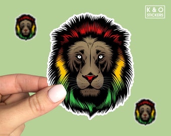 Rasta Lion Sticker, Lion of Judah, Reggae Sticker, Water bottle sticker, Bumper and Laptop sticker