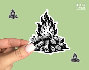 Cute Campfire Sticker - Outdoor Adventure Vinyl Decal - Camping Gear Accessory