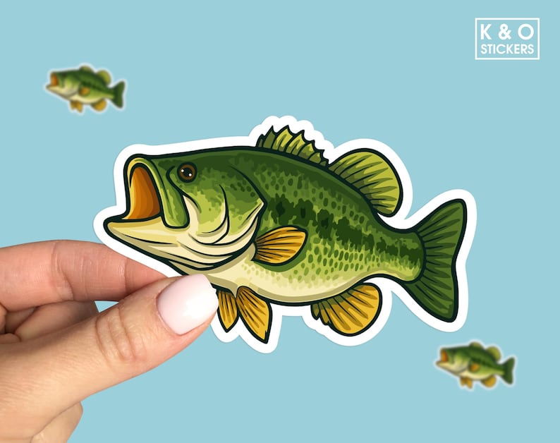 Bass Fish Sticker – Largemouth Fishing Decal for Tackle Box, Laptop, or Cooler