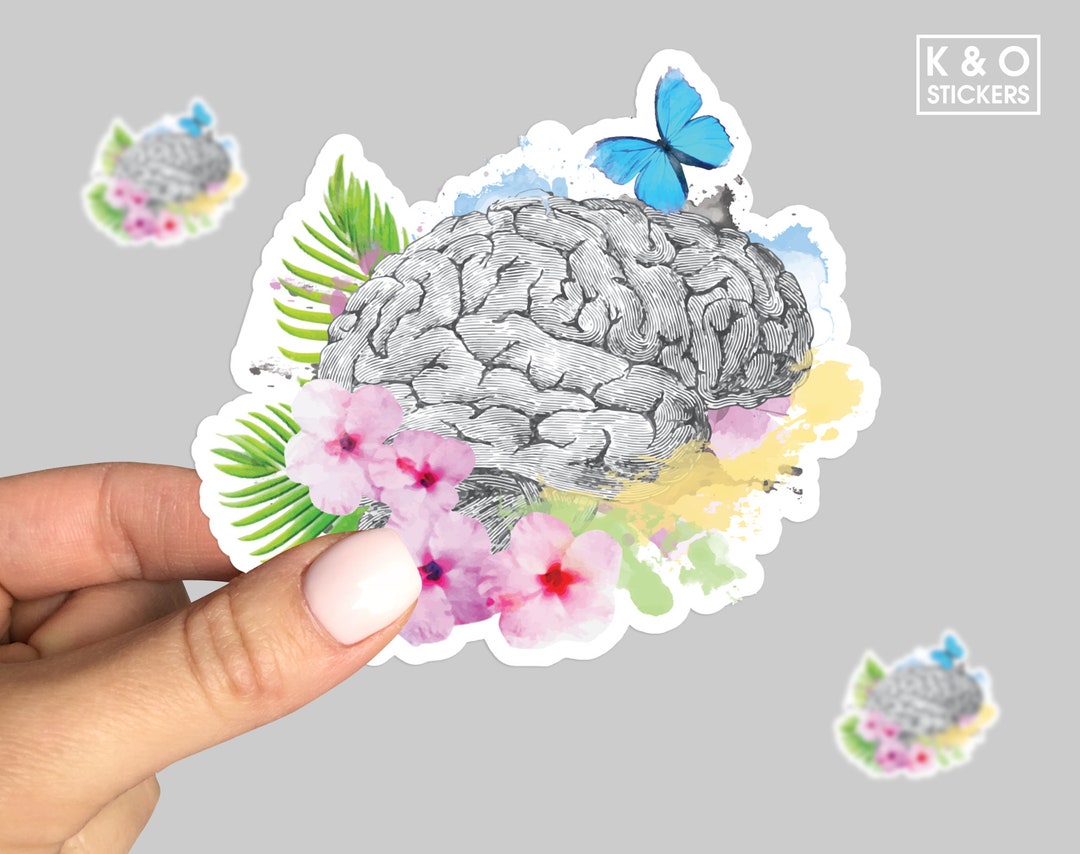 Floral Brain Sticker, Mental Health Sticker - Etsy
