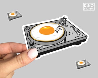 Egg Scratch Sticker, Turntables Sticker, Record Player Sticker, Music Sticker, Art Sticker, Vintage Sticker, Egg Sticker, Laptop sticker