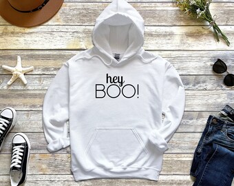 Ehi Boo! / Felpa per adulti / Halloween / Autunno / Festa / Sciocco / Sfacciato / Sarcastico / Amore / Spettrale /