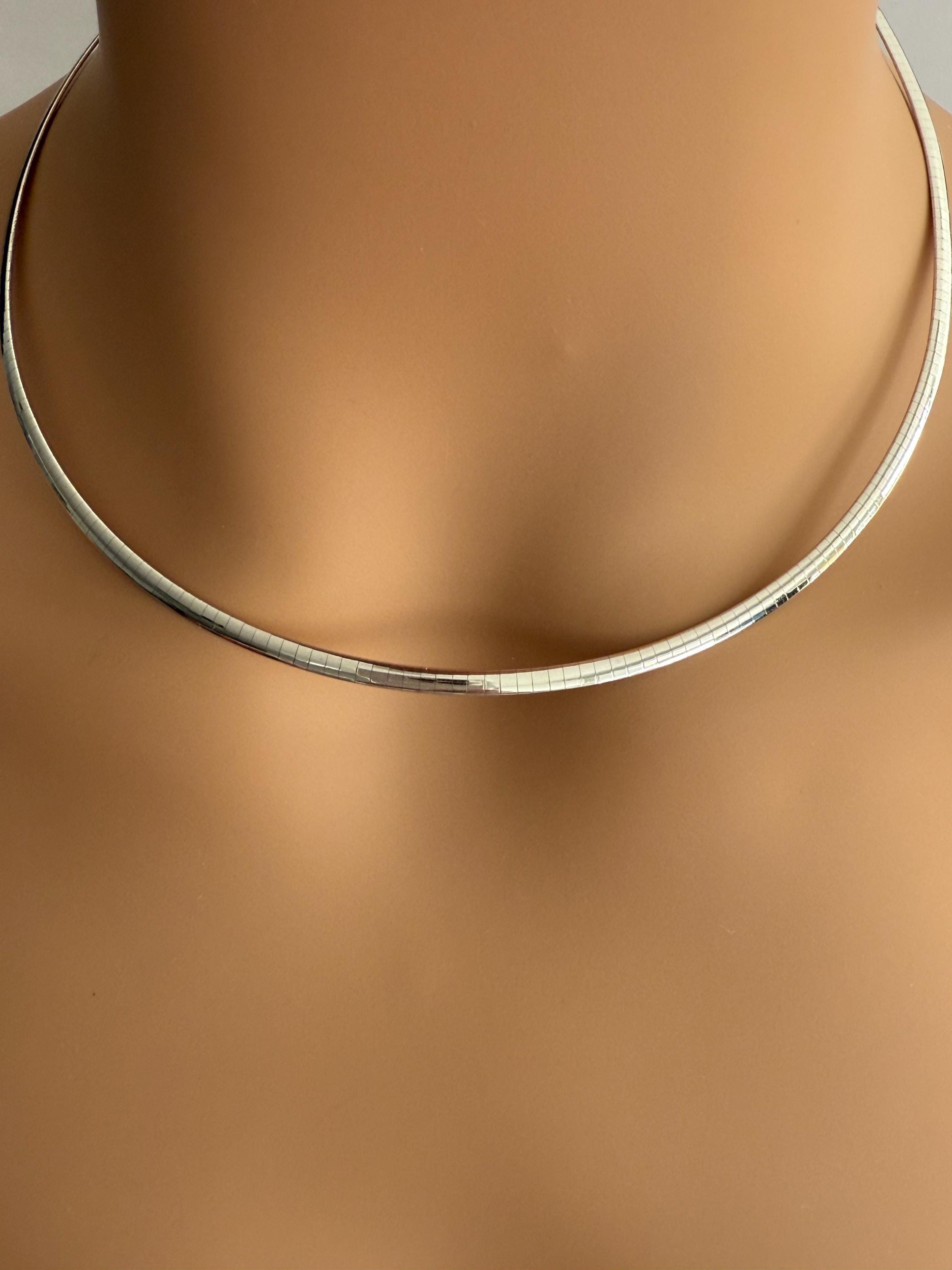 4 mm 14KT ソリッド ローズ＆ホワイトゴールド リバーシブル オメガ 
