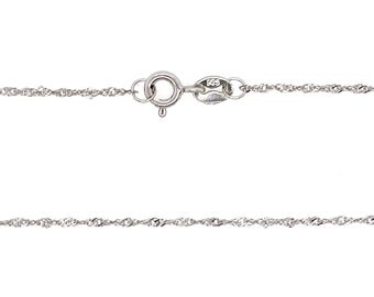 Cadena Singapur de oro blanco macizo de 14 quilates: eslabón giratorio con corte de diamante