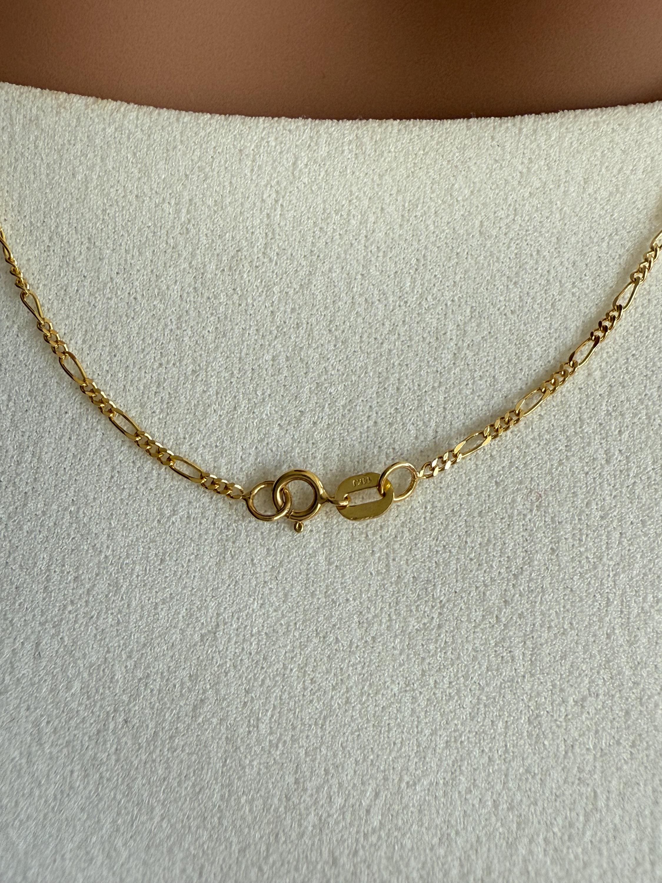 Total Weight: 2.1 Grams 14-karat Solid Yellow Gold Figaro Link