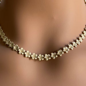 14K Solid Gold Hawaiian Plumeria Flower Lei Necklace