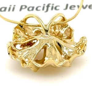 10k Yellow Gold Caribbean Hibiscus Flower Pendant With Cubic Zirconia - Dainty Floral Necklace Charm
