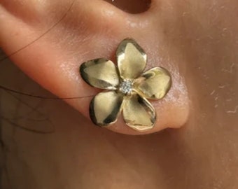 14 Karat Solid Rose Gold Hawaiian Dolphin Stud Earrings High