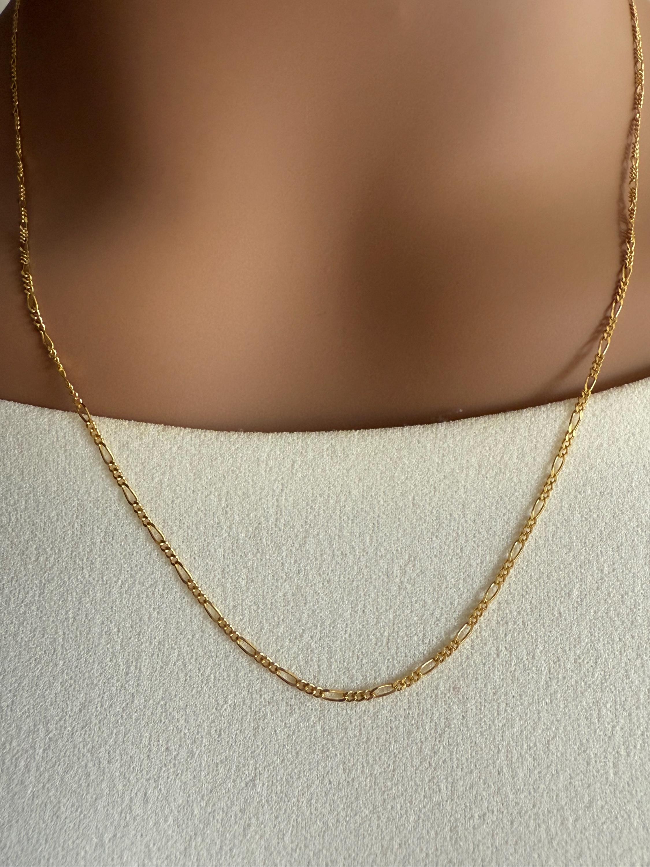 アクセサリー 14k figaro chain Total Weight: 2.1 Grams 14-karat Solid Yellow Gold Figaro Link