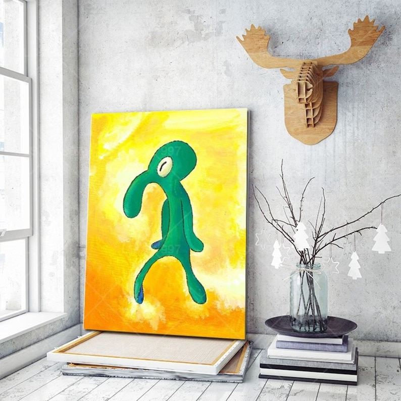 Bold And Brash Gallery Art Canvas Painting Poster Squidward Etsy Il 794xN.3819163091 I7am