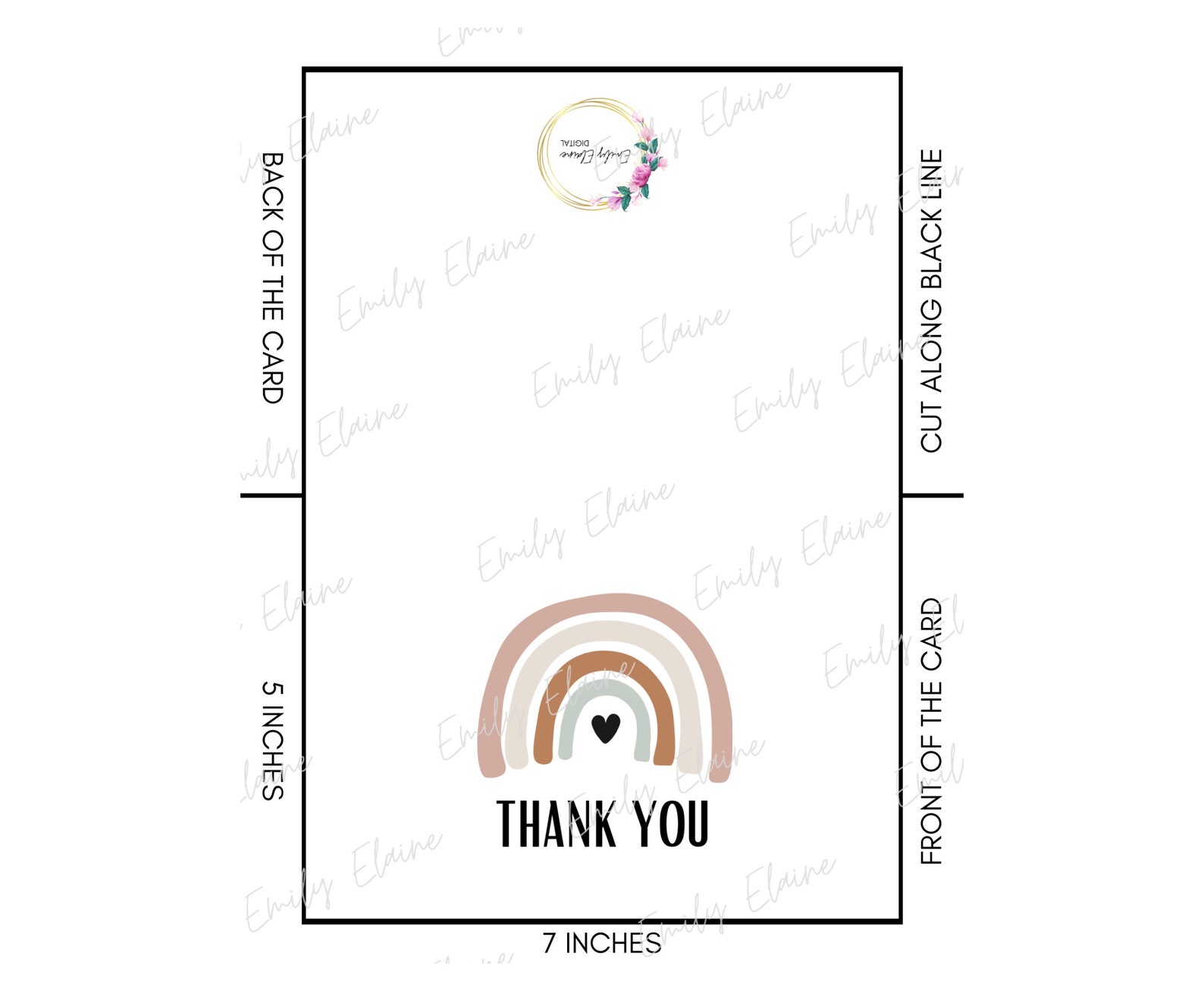 Printable Rainbow Thank You Card, Printable Thank You Card, Boho Thank ...
