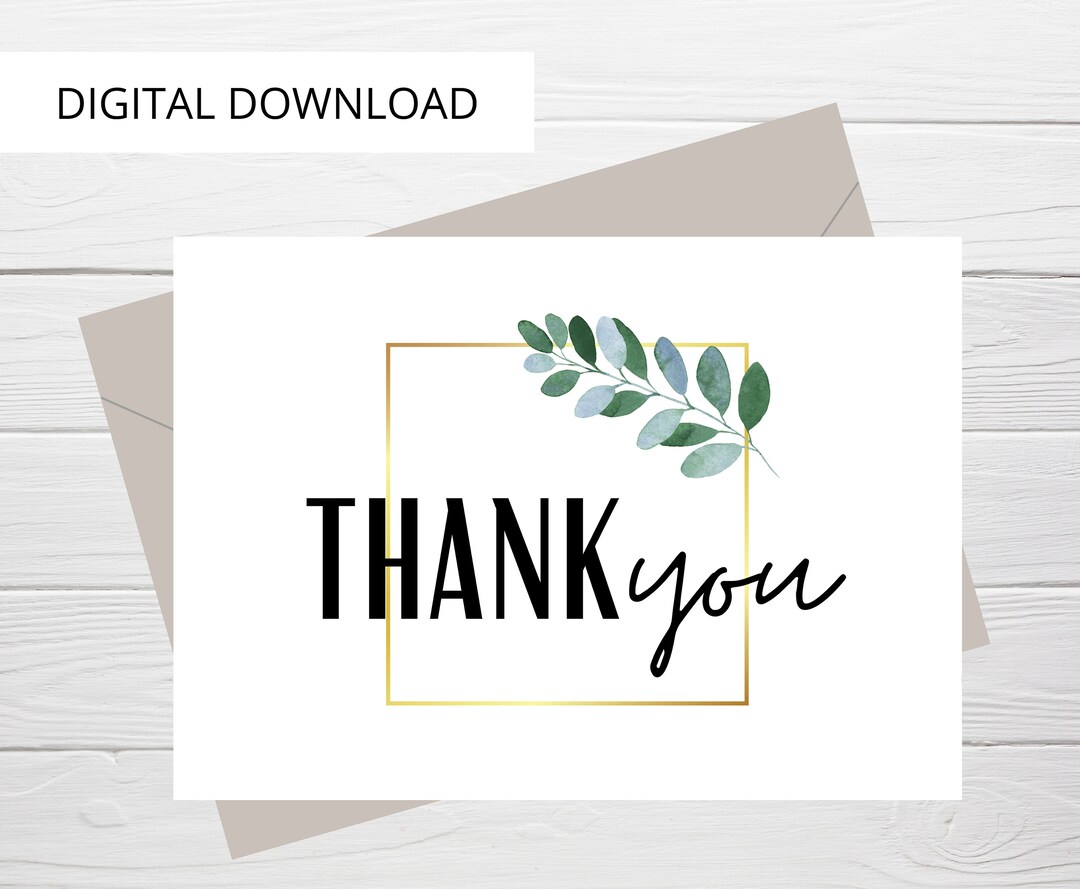 Printable Thank You Card, Simple Minimal Thank You Digital Download ...