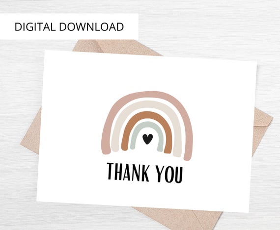 Printable Rainbow Thank You Card Printable Thank You Card | Etsy