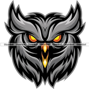 Eule Gesicht Kopf Maskottchen SportSchule eSport Fantasy Tier Mean Angry Vogel Wildtier Natur Cartoon Game Tattoo Art Logo Design Jpg PNG SVG Cut