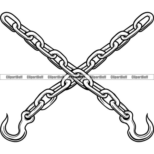 Tow Truck Hooks Chain Transport Car Auto Vehicle Road Emergency Towing Service Repair Breakdown Tattoo Art Logo Design Jpg PNG SVG Cut File