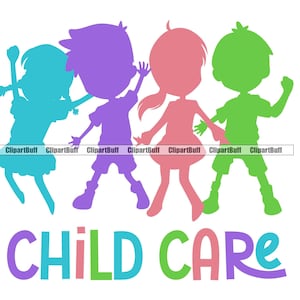 Garde d’enfants Éducation préscolaire Garde d’enfants Enseignant École Enfants heureux Enfants jouant enfants d’âge préscolaire Baby-sitting Logo Design JPG PNG SVG Cut File
