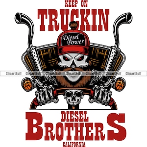 Truck Driver Diesel Hat Skull Skeleton Trucker Beard Delivery Big Rigg 18 Wheeler Tractor Trailer Tattoo Art Color Design JPG PNG SVG Cut