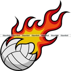 Volley-ball enflammé Volley Ball Sport Match Équipement Flamme Brûler Brûler Jeu eSports Gaming Symbole Tatouage Art Logo Design JPG PNG SVG Cut