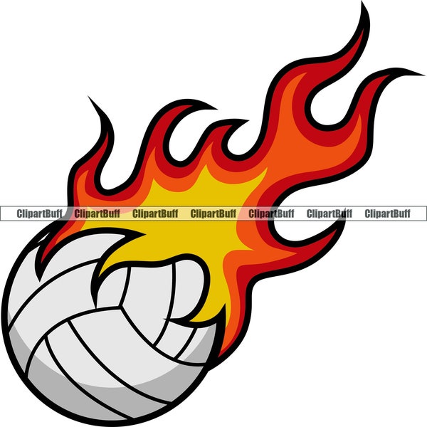 Flaming Volleyball Volley Ball Sport Match Equipment Flame Burn Burning Game eSports Gaming Symbol Tattoo Art Logo Design JPG PNG SVG Cut